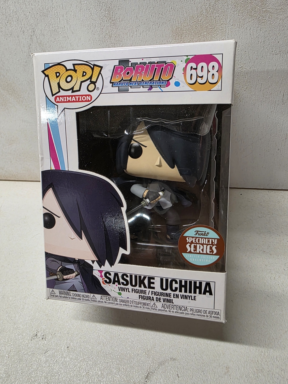 Funko Pop Sasuke Uchiha #698 Boruto Specialty Series Exclusive Box Damage